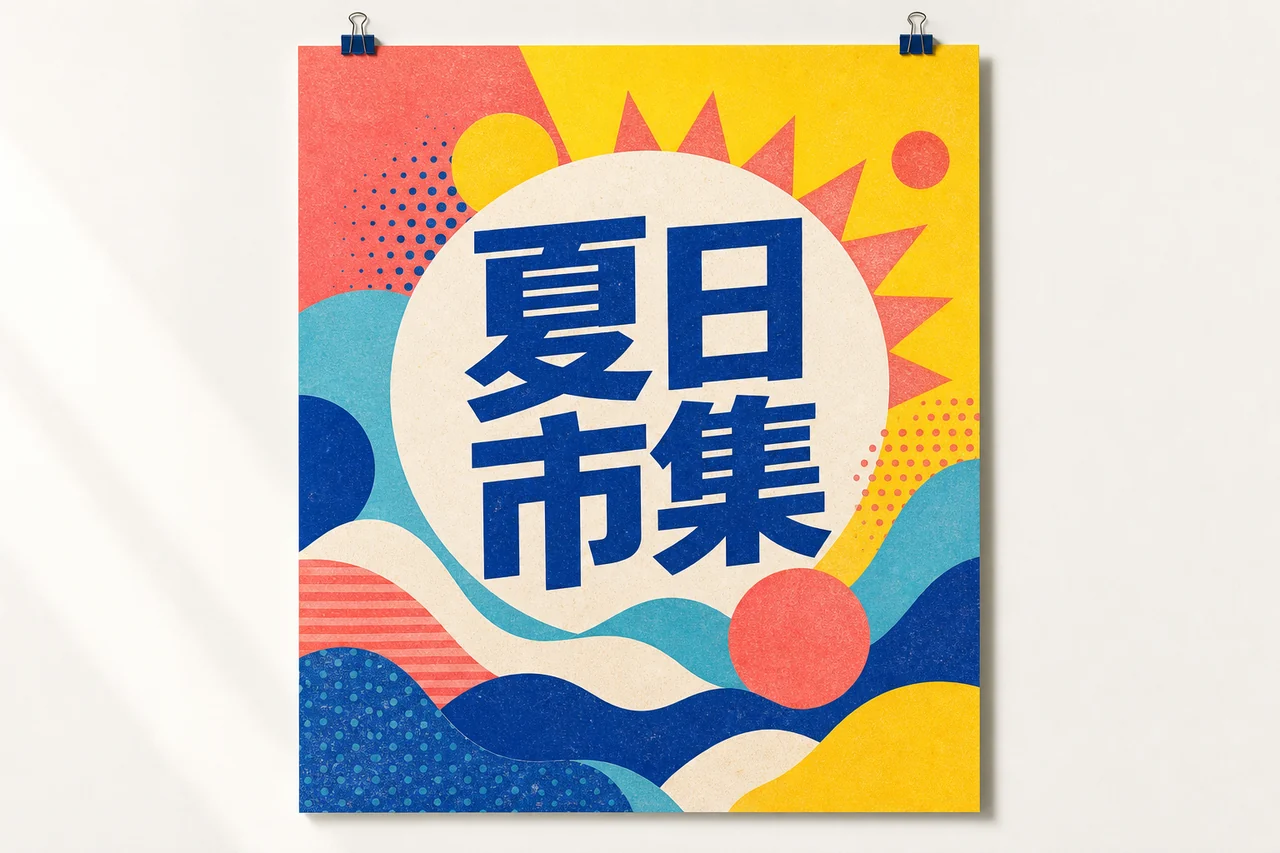 夏日市集 海報風格示意
