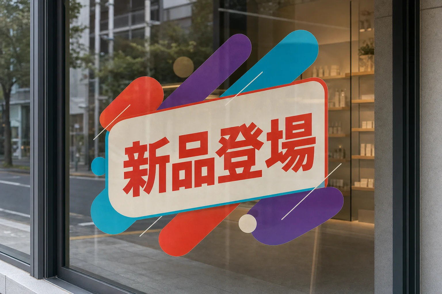 新品登場櫥窗貼 成品示意