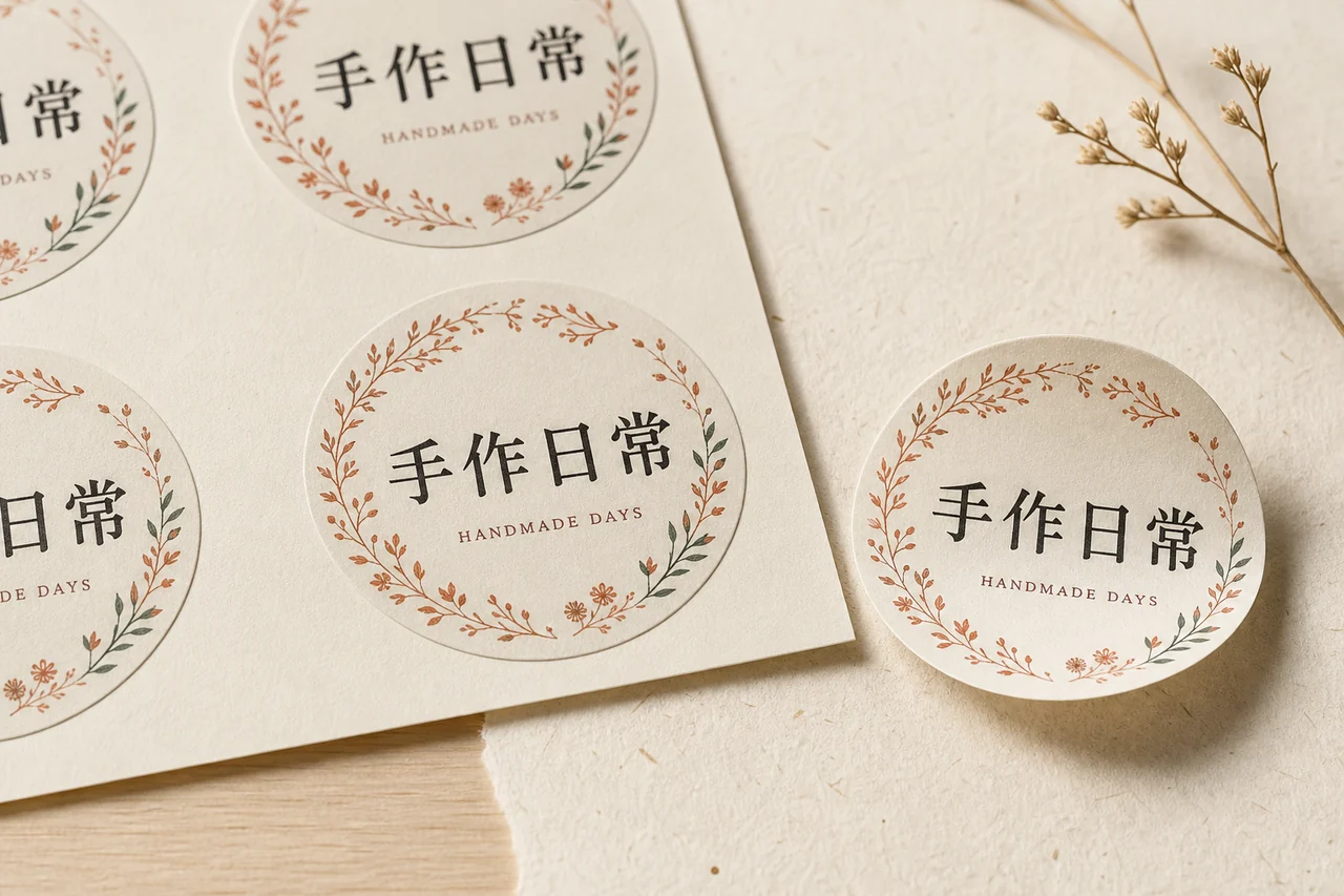 手作圓形標籤 貼紙成品示意